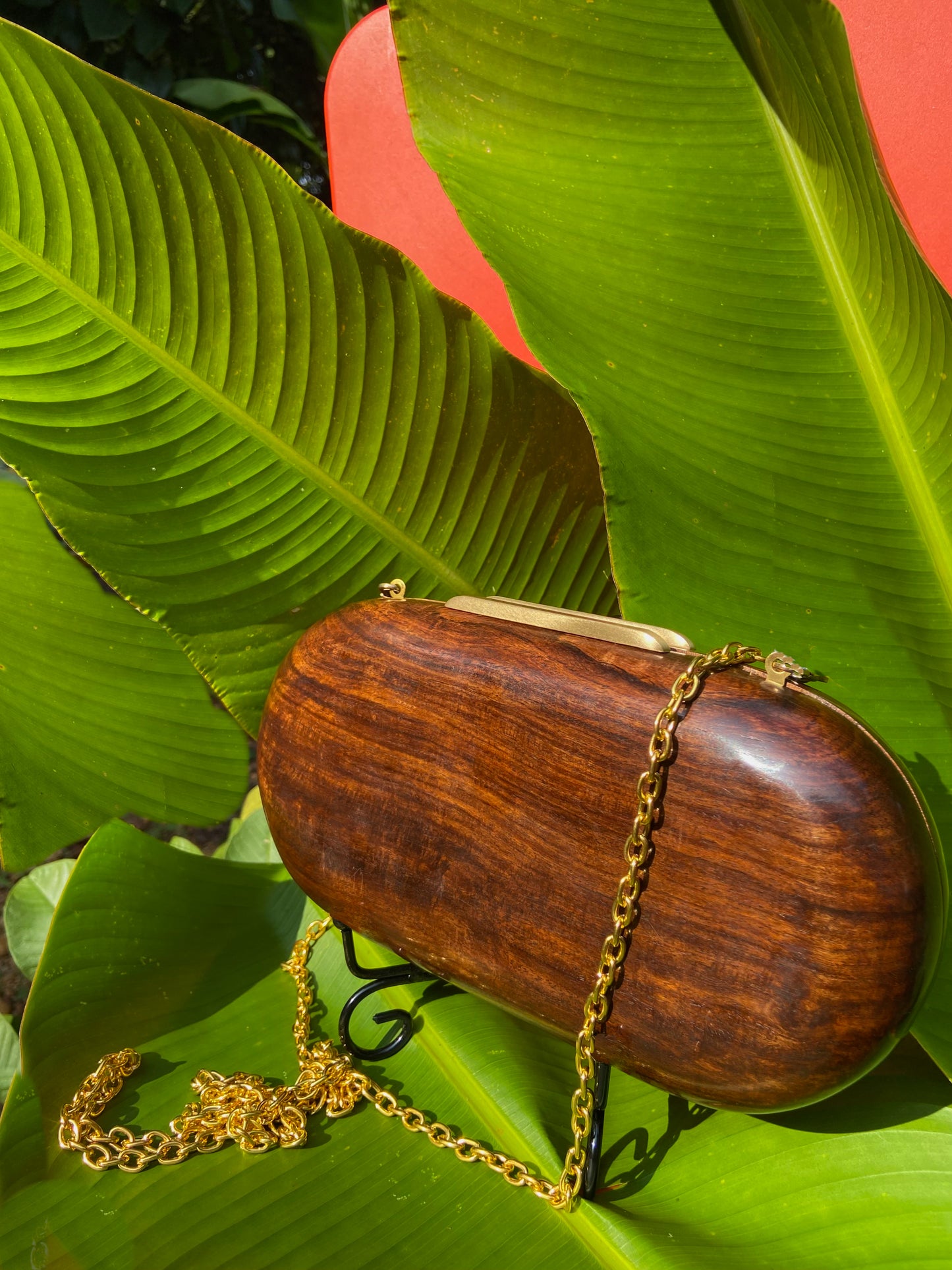 Sahara Wooden Minaudière with Brass details