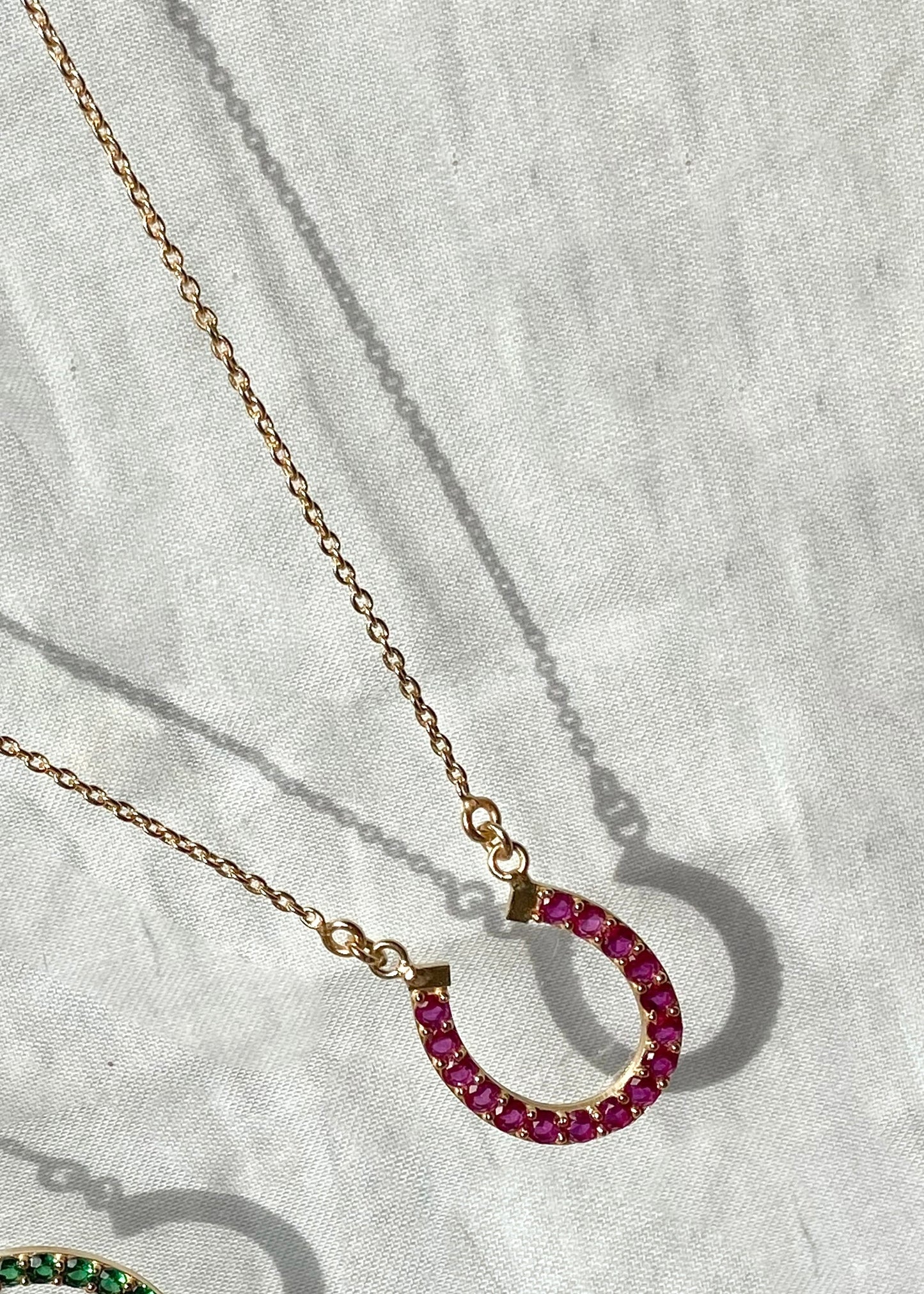 Horseshoe Crystal Pendant Necklace loop