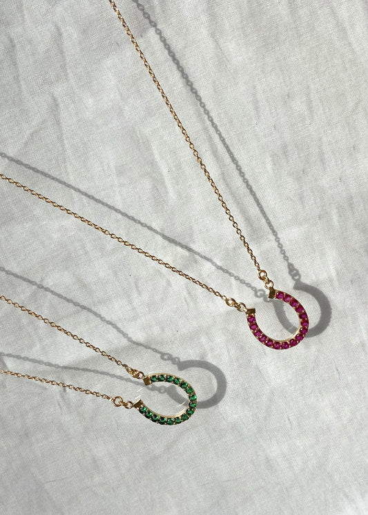 Horseshoe Crystal Pendant Necklace loop